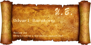 Udvari Barakony névjegykártya